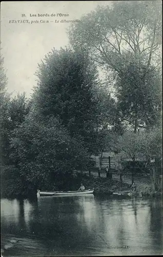 Ak Etavaux Calvados, Les bords de l'Orne, Ruderboot