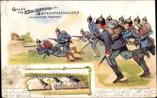 Litho Gefechtsschießen im Regiment, Kaiserliche Soldaten