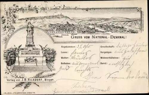 Litho Rüdesheim am Rhein in Hessen, Niederwalddenkmal