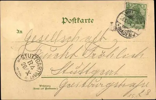 Litho Villingen Schwenningen im Schwarzwald, Post und Kriegerdenkmal, Niedere Straße, Kloster