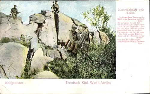 Ak Namibia, Deutsch Südwestafrika, Deutsche Kolonie, Kameradschaft und Treue, Gedicht, color