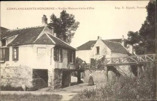 Ak Conflans Sainte Honorine Yvelines, Vieilles Maisons a la fin d'Oise