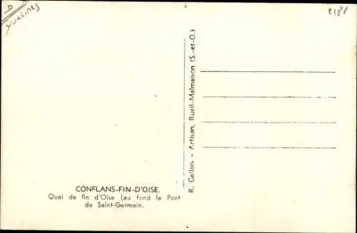 Ak Conflans fin d´Oise, Quai de fin d'Oise au fond le Pont de Saint Germain, Zerstörung