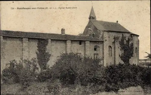 Ak Montfaucon sur Moine Maine et Loire, Eglise Saint Jean