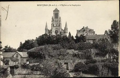 Ak Montjean Maine et Loire, L'Eglise et le Presbytere