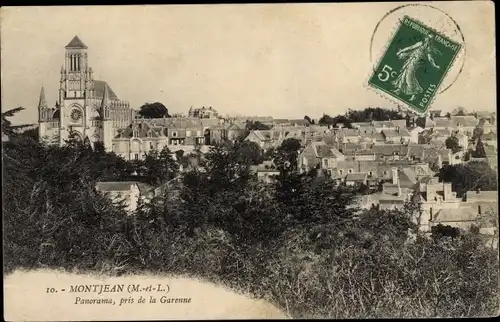 Ak Montjean Maine et Loire, Panorama, pris de la Garenne