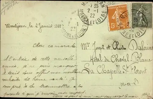 Buchstaben Ak Montjean Maine et Loire, Schwalben, Souvenir