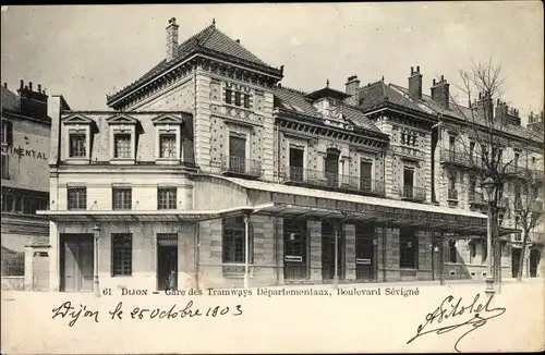 Ak Dijon Côte d'Or, Gare des Tramways Departementaux, Boulevard Sevigne