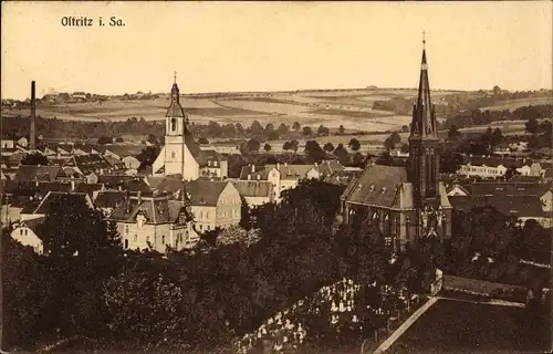 Ak Ostritz in Sachsen, Kirchen, Friedhof