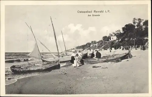 Ak Rewal Rewahl Pommern, Am Strande, Segelboote