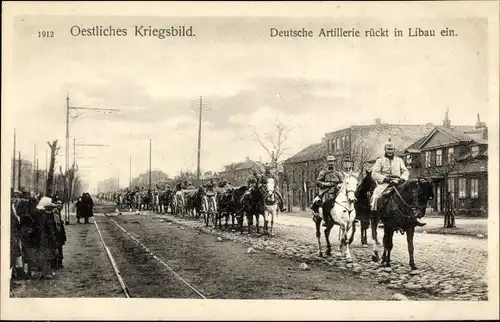 Ak Libau Lettland, Deutsche Artillerie rückt ein