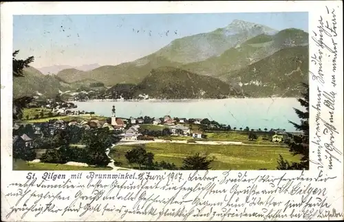 Ak Sankt Gilgen in Salzburg, Panorama mit Brunnwinkel