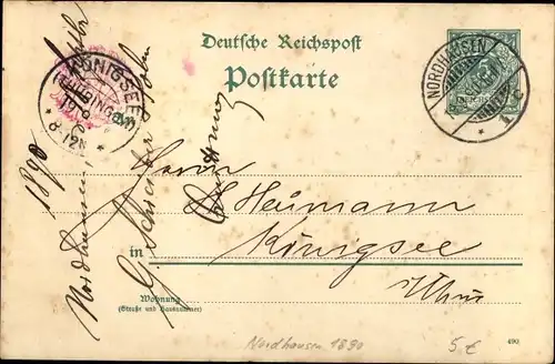 Vorläufer Ganzsachen Ak Nordhausen am Harz, Firma G. Schreiber & Sohn, Postanweisung, Diskont