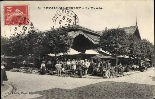 Ak Levallois Perret Hauts de Seine, Le Marche