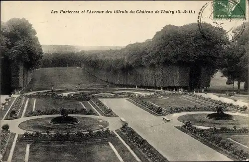 Ak Thoiry Yvelines, Les Parierres et l'Avenue des tilleuls du Chateau de Thoiry