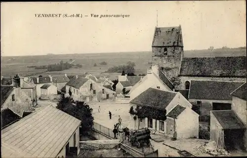 Ak Vendrest Seine et Marne, vue panoramique du village
