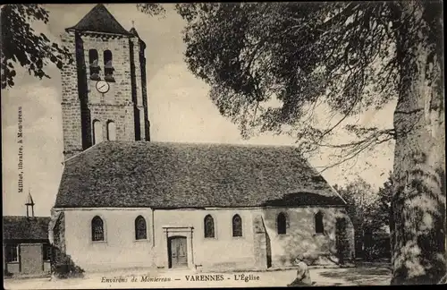 Ak Varennes sur Seine Seine et Marne, L'Église, vue générale