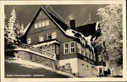 Ak Oberwiesenthal im Erzgebirge, Eschenhof, Winter