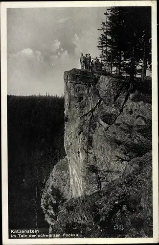 Ak Pobershau Marienberg im Erzgebirge, Katzenstein im Tal der schwarzen Pockau