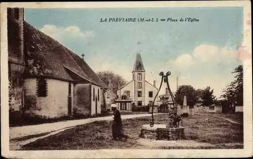 Ak La Prévière Maine et Loire, Place de l'Église