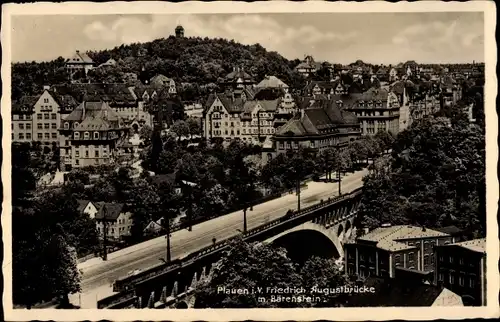 Ak Plauen im Vogtland, Friedrich Augustbrücke mit Bärenstein