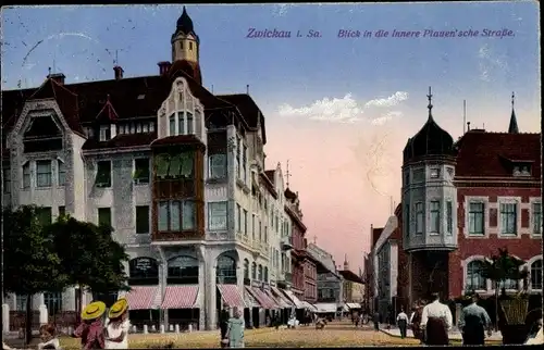 Ak Zwickau in Sachsen, Blick in die Innere Plauen'sche Straße