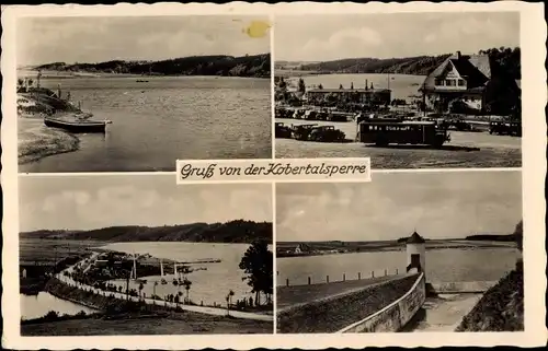 Ak Werdau an der Pleiße in Sachsen, Kobertalsperre, Schieberturm und Überlauf, Seehaus