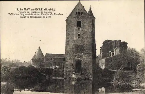 Ak Le May sur Evre Maine et Loire, Ruines du Chateau de Cazeau