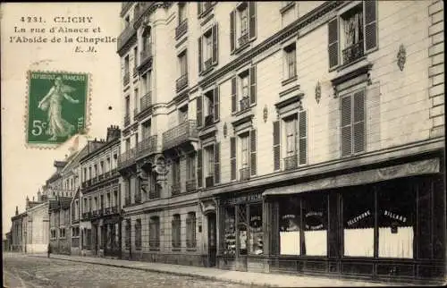 Ak Clichy Hauts de Seine, La rue d'Alsace et l'Abside de la Chapelle