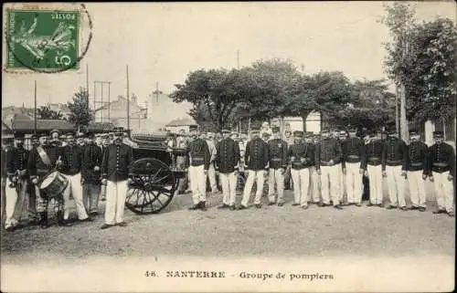 Ak Nanterre Hauts de Seine, Groupe de pompiers