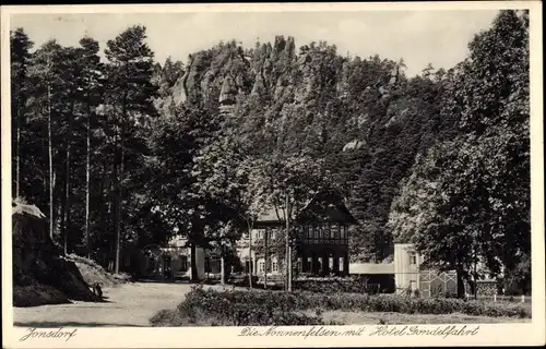 Ak Jonsdorf in Sachsen, Hotel Gondelfahrt am Nonnenfelsen