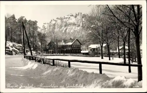 Ak Jonsdorf in Sachsen, Hotel Gondelfahrt am Nonnenfelsen, Winter