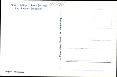 Ak Jonsdorf in Sachsen, Hotel Kurhaus Gondelfahrt