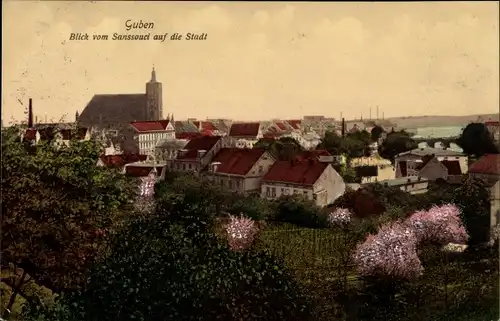 Ak Guben in der Niederlausitz, Panorama von Sanssouci