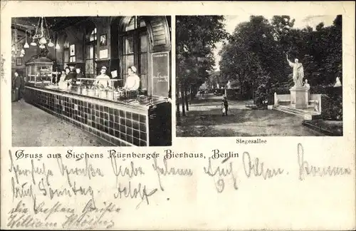 Ak Berlin Mitte, Siechens Nürnberger Bierhaus, Siegesallee