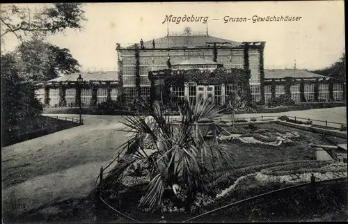 Ak Magdeburg an der Elbe, Gruson Gewächshäuser