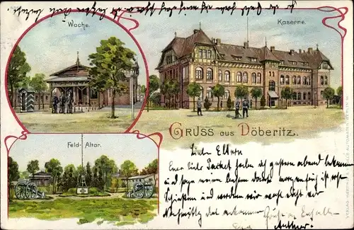 Litho Dallgow Döberitz im Havelland, Kaserne, Wache, Feldaltar