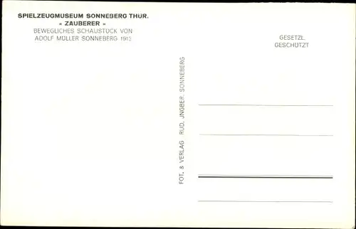 Ak Sonneberg in Thüringen, Bewegliches Schaustück v. Adolf Müller im Spielezeugmuseum, 1913