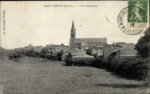 Ak Saint-Crespin-sur-Moine Maine et Loire, Teilansicht mit Kirche