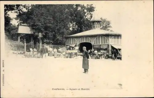 Passepartout Ak Courbevoie Hauts de Seine, Square et Marché