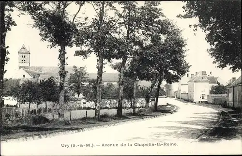 Ak Ury Seine et Marne, Avenue de la Chapelle la Reine