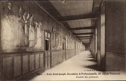 Ak Dijon Côte d'Or, Ecole Saint Joseph, Couloir des peintures