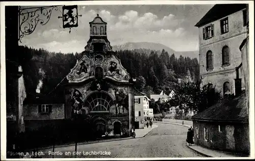 Ak Füssen im Ostallgäu, Partie an der Lechbrücke