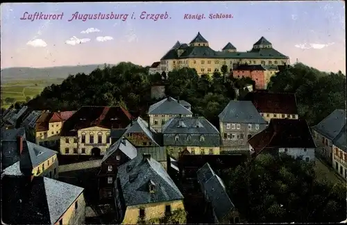 Ak Augustusburg im Erzgebirge, Schloss, Ortsübersicht