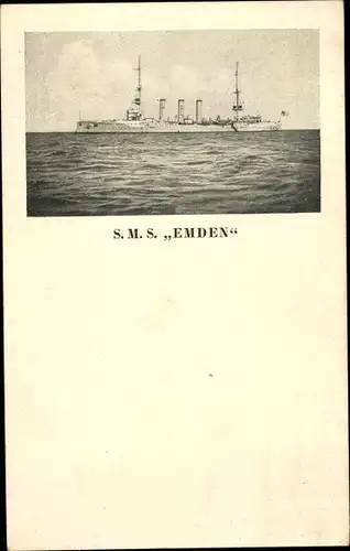 Ak Deutsches Kriegsschiff, SMS Emden, Kleiner Kreuzer, Kaiserliche Marine, I. WK