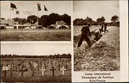 Ak Champigny-la-Futelaye Eure, Camp international, Soldatengräber