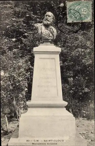 Ak Saint Cloud Hauts de Seine, Monument Gounod