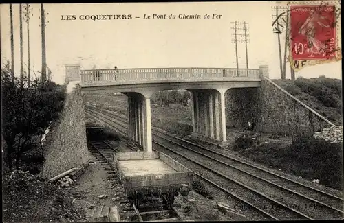 Ak Les Coquetiers Seine-Saint-Denis, Le Pont du Chemin de Fer