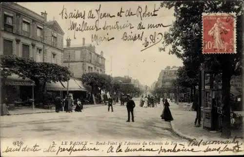 Ak Le Raincy Seine Saint Denis, Rond Point, l'Avenue du Chemin de Fer