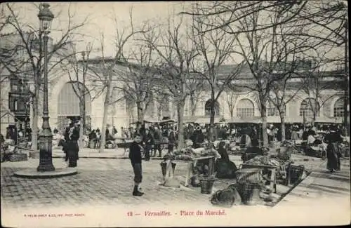 Ak Versailles Yvelines, Place du Marché
